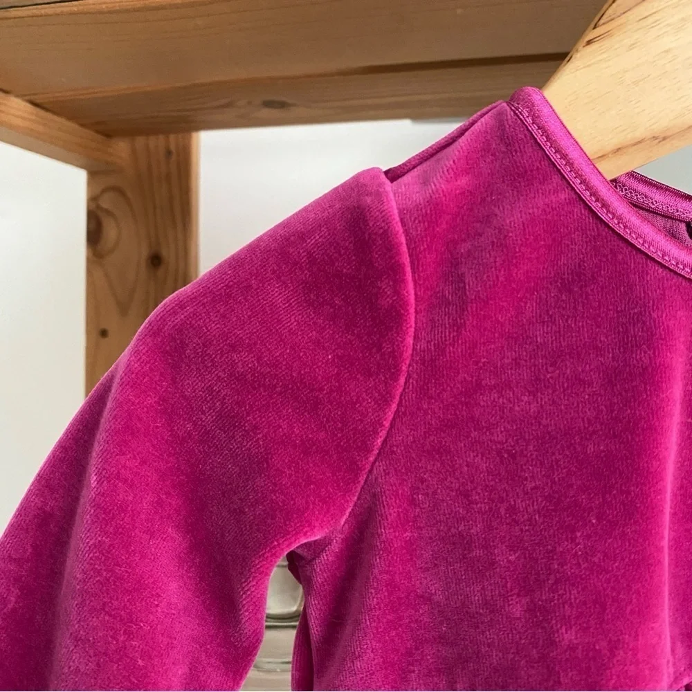 Hanna Andersson Magenta Pink Velvet Long Sleeve Dress